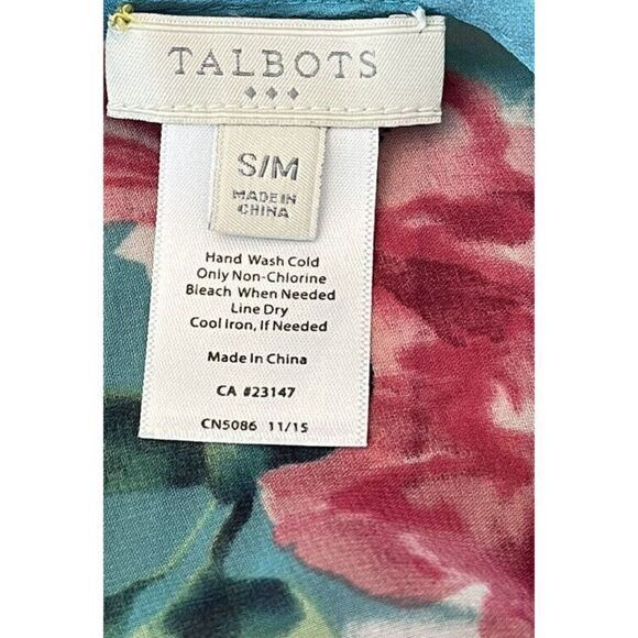 Talbots Womens Small Medium Blue Floral Dolman Sleeve Blouse Sheer Top Oversized - Picture 5 of 6